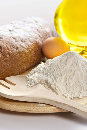 Flour, eggs, oil-components for bacery of house bread