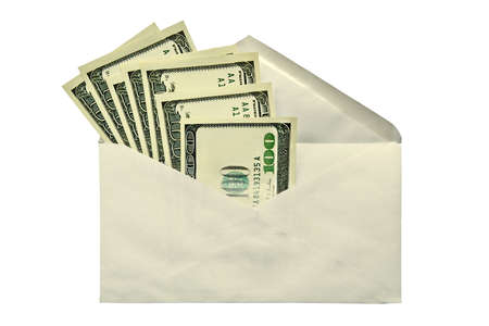 Dollars in an envelope-concept of a bribe and illegal compensationの写真素材