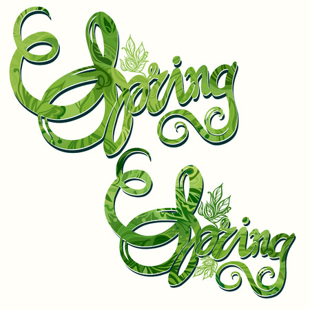 Handlettering spring inscription pattern-model for design of gift packs, patterns fabric, wallpaper, web sites, etc.のイラスト素材