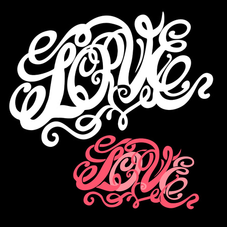 Symbol of love and Valentines day lettering-model for design of gift packs, patterns fabric, wallpaper, web sites, etc.のイラスト素材