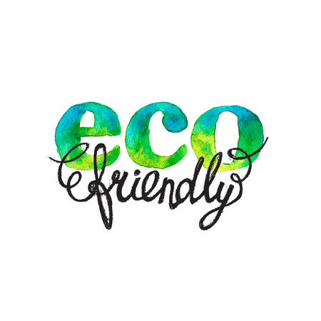 ECO friendly hand drawn watercolor logo--model for design of gift packs, patterns fabric, wallpaper, web sites, etc.のイラスト素材