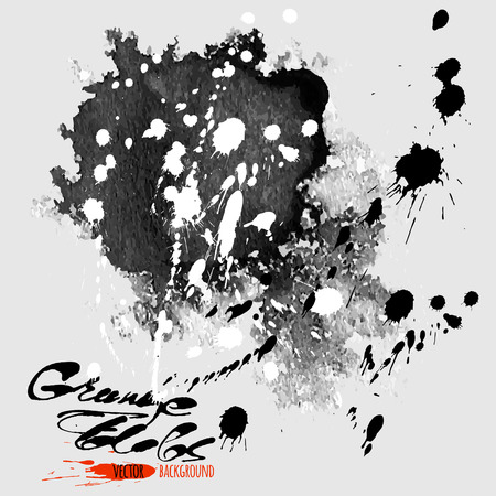 Watercolor splatters and blobs doodles. Hand drawn and painted texture. Vector background sketchのイラスト素材