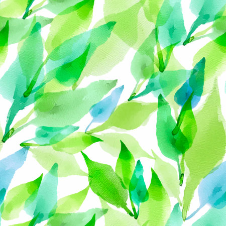 Seamless vector artistic design watercolor leaves patternのイラスト素材