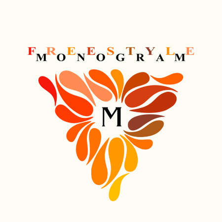 Vintage inspired watercolor freestyle monogram frame templateのイラスト素材