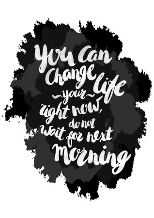 Vector inscription poster with hand drawn lettering on the bokeh photo  background. Inspirational calligraphy motivator, gift poster or postcard.のイラスト素材