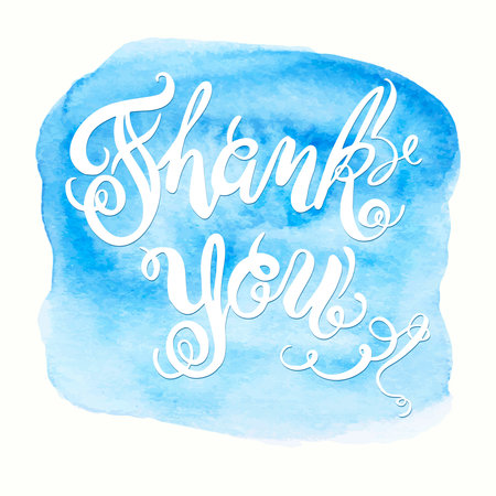 Calligraphic hand drawn watercolor lettering vector poster."Thank you" inscription phrase, inspiration for poster, banner, postcard, motivator or part of your design.のイラスト素材