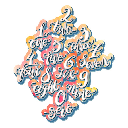 Alphabet numbers, hand-drawn doodle sketch. Vector Eps10 illustration.のイラスト素材