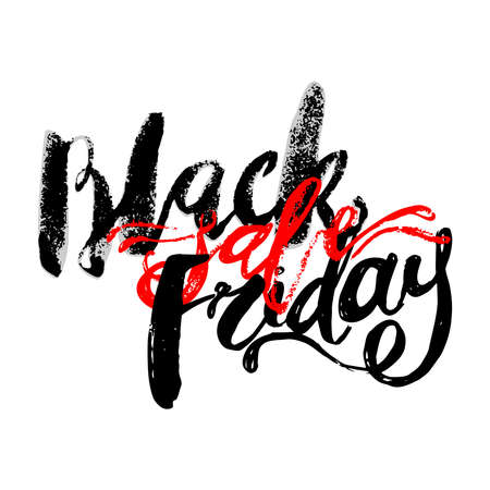 Black Friday sale hand lettering banner. Artistic design , greeting cards, invitations, posters, banners, seasonal greetings illustrations.のイラスト素材