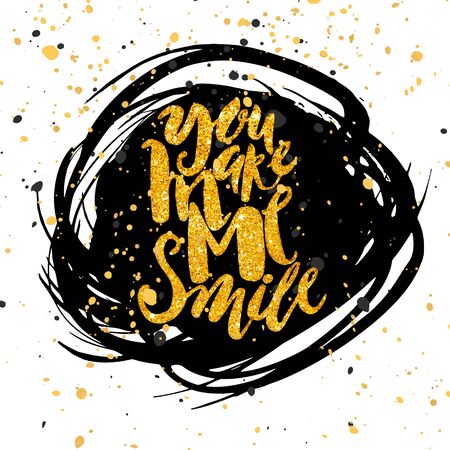 Smile concept inspirational phrase. Watercolor hand lettering motivation poster. Artistic design for a logo, greeting cards, invitations, posters, banners, seasonal greetings illustrations.のイラスト素材