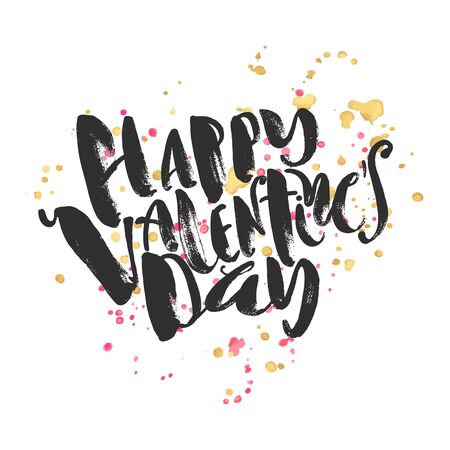 Happy valentines day love concept hand lettering motivation poster.Artistic design for greeting cards, invitations, posters, banners, seasonal greetings illustrations.のイラスト素材