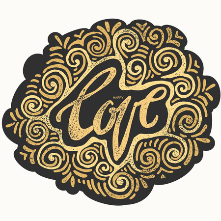Happy love concept inspirational hand lettering motivation poster. Watercolor  Artistic design for a , greeting cards, invitations, posters, banners, seasonal greetings illustrations.のイラスト素材