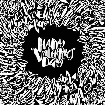 Happy valentines day love concept hand lettering motivation poster.Artistic design for a , greeting cards, invitations, posters, banners, seasonal greetings illustrations.のイラスト素材