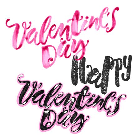 Happy valentines day love concept hand lettering motivation poster.Artistic design for a , greeting cards, invitations, posters, banners, seasonal greetings illustrations.のイラスト素材