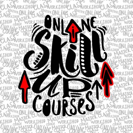 Education and skill up concept hand lettering motivation poster.Artistic design for a logo, cards, invitations, posters, banners.のイラスト素材