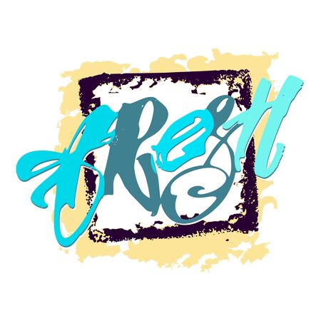 Fresh and 100% natural food concept hand lettering motivation poster. Natural and eco-friendly nutrition promotion sign. Modern brush calligraphy for a posters, banners, seasonal sale cards.のイラスト素材