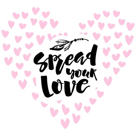 Love and charity concept hand lettering motivation poster.のイラスト素材