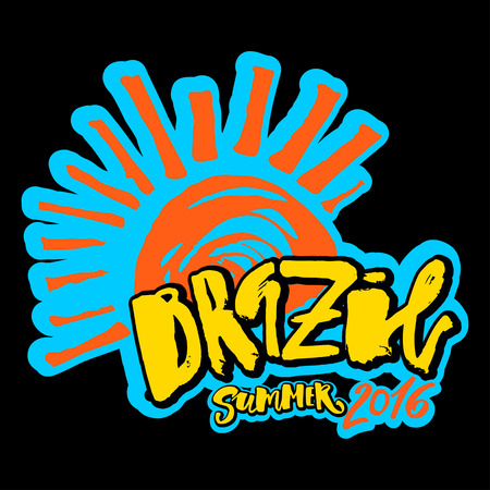 Brazil 2016 hand lettering brush calligraphy poster. Artistic modern designのイラスト素材