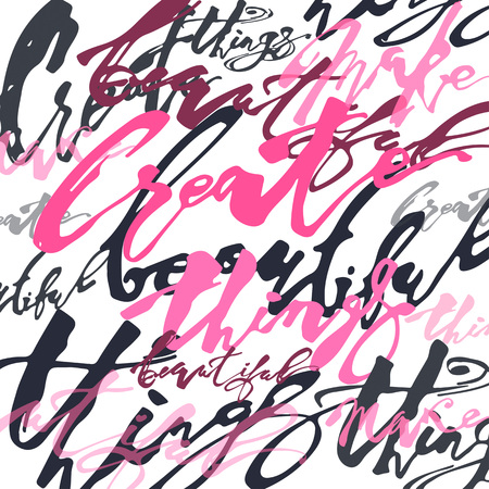 Create beautiful things hand lettering ink drawn motivation poster.Artistic modern brush calligraphy design for a logo, greeting cards, invitations, posters, banners, t-shorts.のイラスト素材