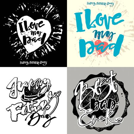 Fathers day concept hand lettering motivation posters. Artistic modern brush calligraphy design for a   greeting cards, invitations, posters, banners, 
t-shirts.のイラスト素材