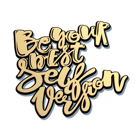 Be yourself Lettering  motivation poster. Handdrawn sign, greeting cards, invitations, posters, banners, t-shirts. Artistic design, beautiful modern expressive calligraphy.のイラスト素材