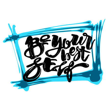 Be yourself graffiti hand lettering  motivation poster. Handdrawn design, greeting cards, invitations, posters, banners, t-shirts. Artistic design, beautiful modern expressive calligraphy.のイラスト素材