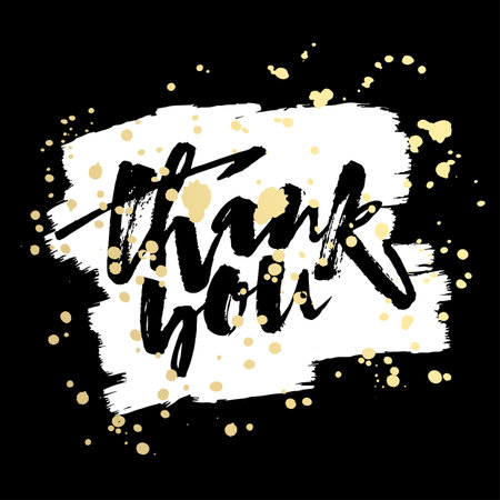 Thank you card. Hand lettering motivation poster. Ink artistic modern brush calligraphy illustration. Handdrawn ink design, greeting cards, invitations, posters, banners, t-shirts.のイラスト素材