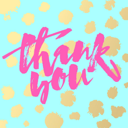 Thank you card. Hand lettering motivation poster. Ink artistic modern brush calligraphy illustration. Handdrawn ink design, greeting cards, invitations, posters, banners, t-shirts.のイラスト素材