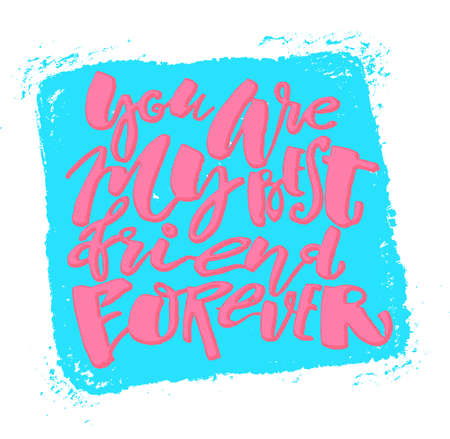 Friendship day lettering motivation poster. Ink artistic modern brush calligraphy print. Handdrawn trendy design for greeting cards, invitations, banners, t-shirts.のイラスト素材