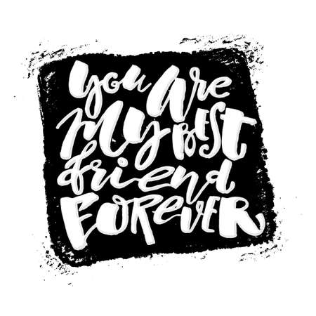 Friendship day lettering motivation poster. Ink artistic modern brush calligraphy print. Handdrawn trendy design for greeting cards, invitations, banners, t-shirts.のイラスト素材