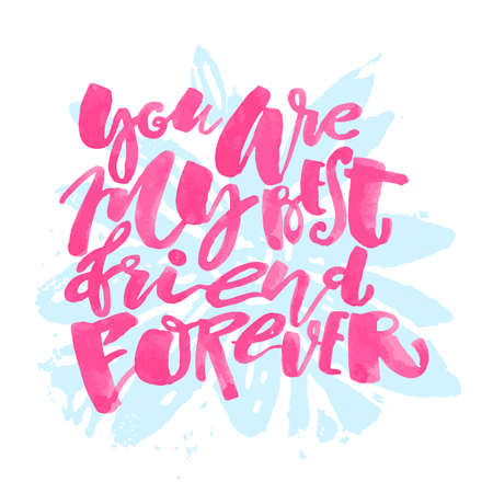 Friendship day lettering motivation poster. Ink artistic modern brush calligraphy print. Handdrawn trendy design for greeting cards, invitations, banners, t-shirts.のイラスト素材