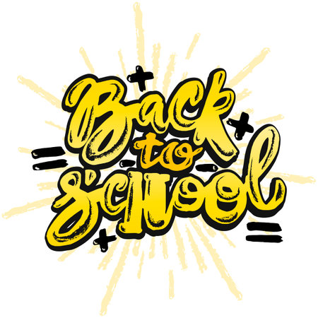 Back to school lettering chalk motivation inscription.Ink artistic modern brush calligraphy print.のイラスト素材
