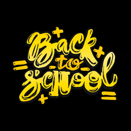 Back to school lettering chalk motivation inscription.Ink artistic modern brush calligraphy print.のイラスト素材