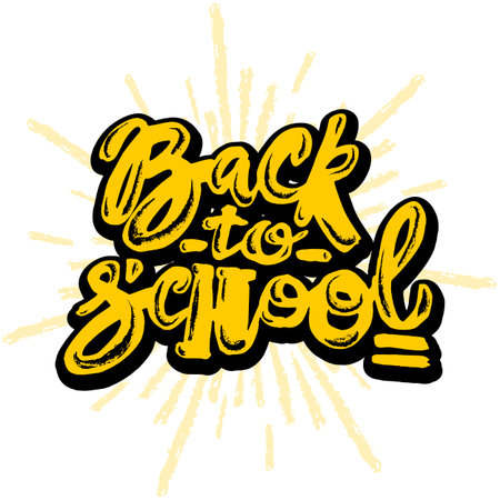 Back to school lettering chalk motivation inscription.Ink artistic modern brush calligraphy print.のイラスト素材