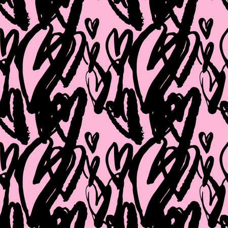 Seamless brushpen doodle pattern grunge texture.Trendy modern ink artistic design with authentic and unique scrapes, watercolor blotted background for a logo, cards, invitations, posters, banners.のイラスト素材