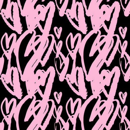 Seamless brushpen doodle pattern grunge texture.Trendy modern ink artistic design with authentic and unique scrapes, watercolor blotted background for a logo, cards, invitations, posters, banners.のイラスト素材