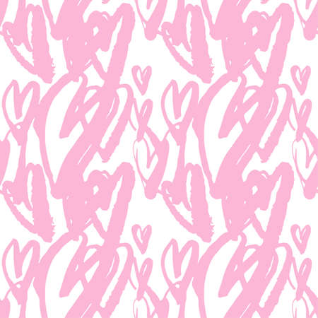Seamless brushpen doodle pattern grunge texture.Trendy modern ink artistic design with authentic and unique scrapes, watercolor blotted background for a logo, cards, invitations, posters, banners.のイラスト素材