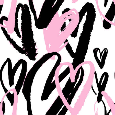 Seamless brushpen doodle pattern grunge texture.Trendy modern ink artistic design with authentic and unique scrapes, watercolor blotted background for a logo, cards, invitations, posters, banners.のイラスト素材