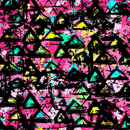 Seamless brushpen textile doodle pattern grunge texture.Trendy modern ink artistic design with authentic,unique scrapes, watercolor blotted background for a logo, cards, invitations, posters, banners.のイラスト素材