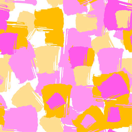 Seamless repeating textile, ink brush strokes pattern in doodle grunge texture style.Handdrawn trendy design, watercolor blotted background for a logo, cards, invitations, posters, banners.のイラスト素材