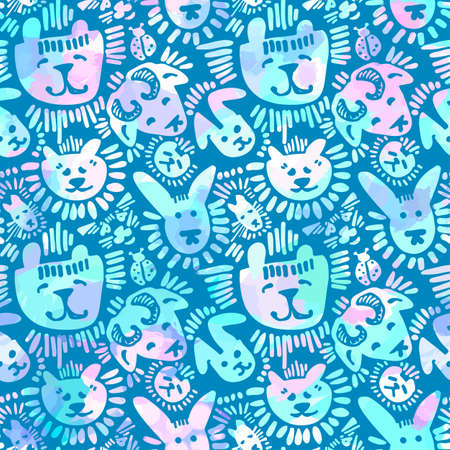 Pets stylish seamless textile ink brush strokes design in doodle grunge texture style.Modern painted artistic print.Handdrawn trendy design for a logo, cards, invitations, posters, banners.のイラスト素材