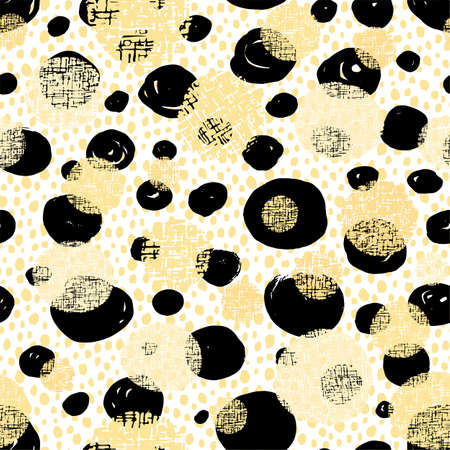 Polka Dot pattern.Textile ink brush strokes texture in doodle grunge style. Handdrawn trendy design with authentic and unique scrapes,  blotted background for a logo, cards, invitations, postersのイラスト素材