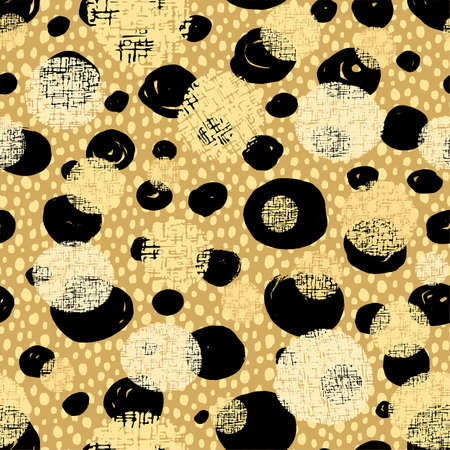Polka Dot pattern.Textile ink brush strokes texture in doodle grunge style. Handdrawn trendy design with authentic and unique scrapes,  blotted background for a logo, cards, invitations, postersのイラスト素材