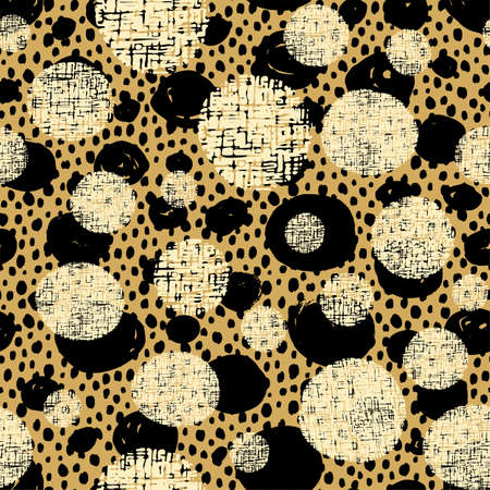 Polka Dot pattern.Textile ink brush strokes texture in doodle grunge style. Handdrawn trendy design with authentic and unique scrapes,  blotted background for a logo, cards, invitations, postersのイラスト素材