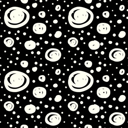 Memphis style hand drawn textured seamless pattern.Retro flavour trendy geometric elements painted with colorful ink brush strokes.のイラスト素材