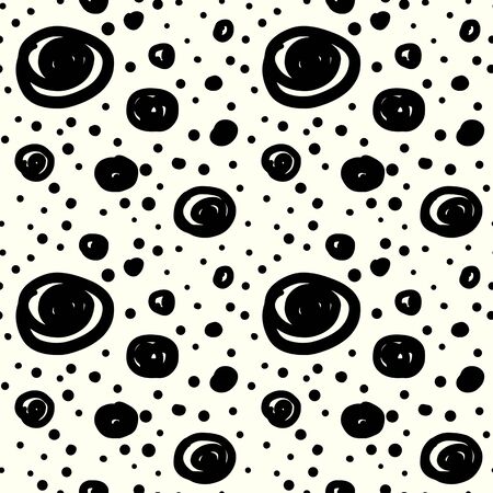 Memphis style hand drawn textured seamless pattern.Retro flavour trendy geometric elements painted with colorful ink brush strokes.のイラスト素材