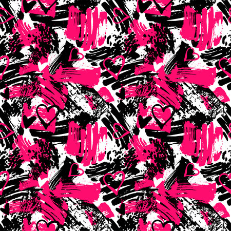 Seamless brushpen textile doodle pattern grunge texture.Trendy modern ink artistic design with authentic,unique scrapes, watercolor blotted background for a logo, cards, invitations, posters, banners.のイラスト素材