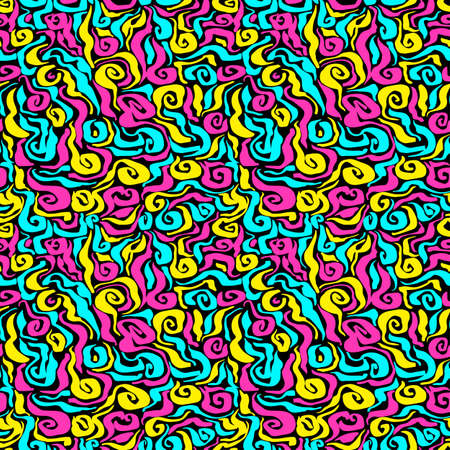 Fashion 80-90s inspired memphis seamless patterns. Textile ink brush strokes design in doodle grunge texture style.のイラスト素材