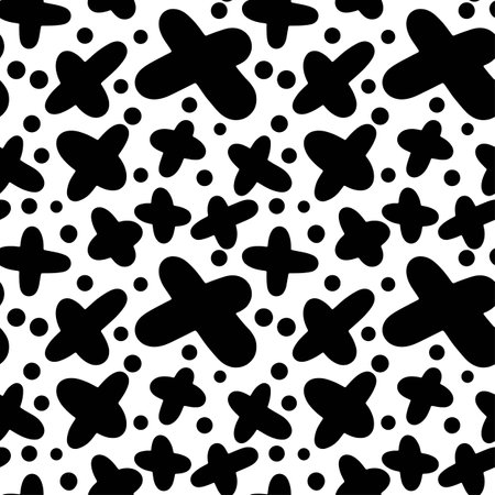 Memphis style hand drawn textured seamless pattern.Retro flavour trendy geometric elements painted with colorful ink brush strokes.のイラスト素材
