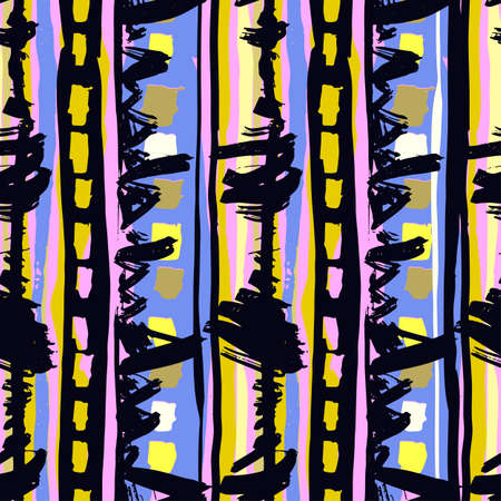 Seamless tribal boho pattern. Hand painted expressive ethnic flovoured motifs for textile,wrapping, decoration.のイラスト素材