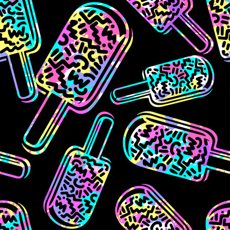 Ice cream geometrical  seamless pattern. Memphis style  trendy 80s-90s style cartoon hand drawn...